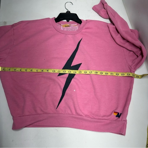 AVIATOR NATION Sweatshirt Pink Lightning Bolt Sweatshirt !sold as is! - Picture 3 of 10